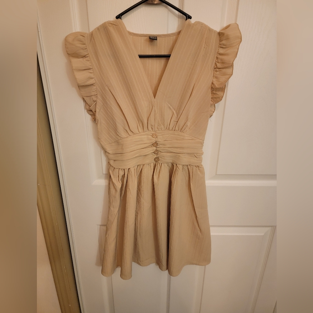 SHEIN Beige V-Neck Dress